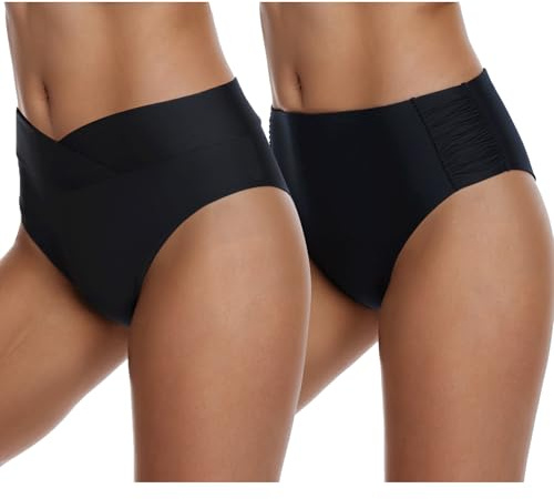 Adigaber Braguita de Bikini para Mujer Cintura Alta y Baja Sexy Culotes de Bikinis Pack de 2 para Mujeres Niñas Adolescentes