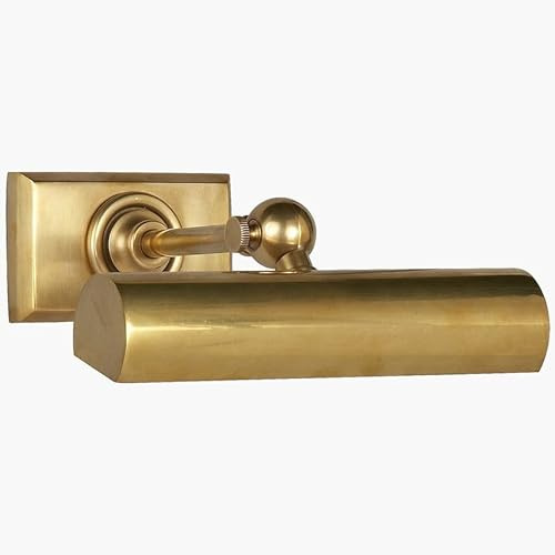 Classic Solid Brass Vintage Picture Light for Cabinet Craftsmen, Adjustable Art Illumination, 360° Movable Sconce for Framed Artwork, Wall Lighting for Paintings, Bathroom Use (Antique Patina)