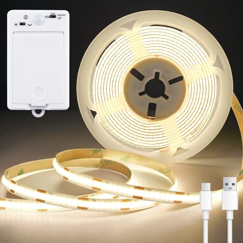 2M LED Streifen mit Bewegungsmelder Innen Batterie (Naturweiß, stück, 1, 1)