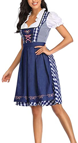 Générique Tenue Bavaroise Femme,Costume Traditionnel Bavarois Costume Tyrolien Femme Dirndl pour Robe 3 pièces Oktoberfest Halloween Vetement Sexy