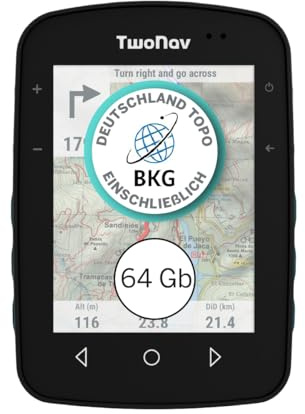 TwoNav Terra (64 GB) + Scheda completa Germania Topo installata, GPS per esterni con widescreen da 3,7 pollici per montagna, trekking, MTB, bicicletta o navigazione con mappe incluse. Colore turchese.