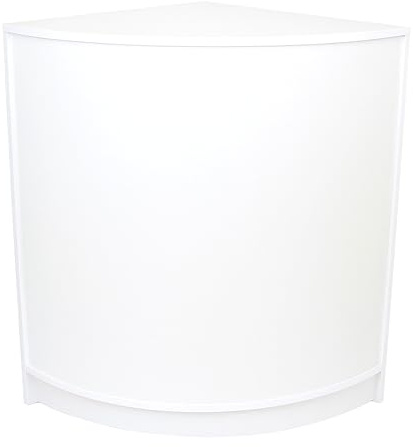 Mostrador Esquinero Curvo CM60 | MDF Blanco| 60x60x90cm | Diseño modular compacto |3 estantes | Ideal para tiendas y comercios | Fácil Montaje | Mostrador Recepción Expositor Comercial Mesa Recepción