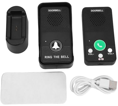 Intercom Wireless Doorbell, 1000ft Range Rechargeable Battery Water Two Way Voice Intercom Doorbell with LED Flashlight for Home Office Outdoor Use