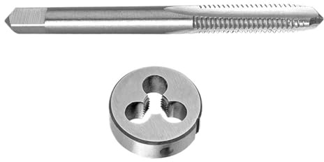 IndusTradCorp Juego de machos y terrajas de Mano Derecha de 1/4-28UNF, machos de roscar a máquina HSS de 1/4 x 28 y terrajas Redondas