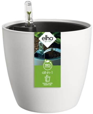 elho All-In-1 Brussel Rund 18 mit Bewässerungssystem Blumentopf - Weiss | ∅ 18.3 x H 16.8 cm | für den Innenbereich