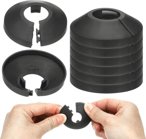 QZKJQDD 15 Stück Einzel Heizungsrohr Rosette, Heizungsrohr Rosette, Heizungsrohr Verkleidung, Rohrabdeckung, Abdeckrosetten, Verkleidung, Heizkörper Rosetten, weißes Polypropylen, Schwarz (20mm)