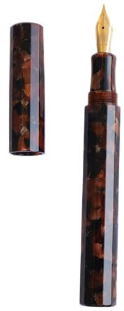 WANCHER Fountain Pen, Kaleido Brown Akikitsu Kaleido 12 Square Column Art Collection [Wincher Fountain Pen] (M Medium Point (Gold Plated))