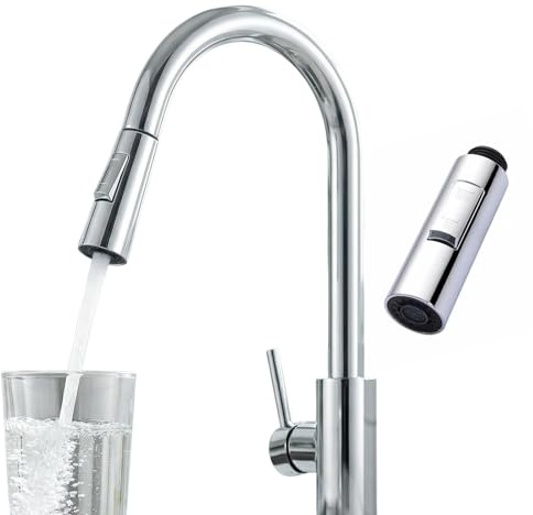 Tête De Pulvérisation Pour Robinet Cuisine, Douchette Extractible Remplacement Pour Évier Cuisine, Salle De Bain, G1/2 Chromé, 2 Modes Économie D'eau
