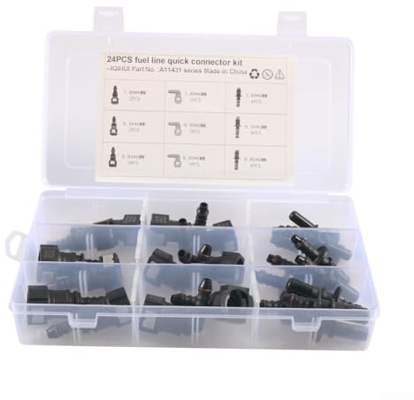 Kit de reparación de conector rápido de línea de combustible automotriz ID6 de 6 mm, juego de ajuste a presión de manguera diésel que incluye conectores ABS macho hembra de 7,89 mm, 9,49 mm, 9,89 mm
