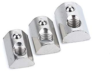 Einschraubbare Feder-T-Muttern, T-Gleitmuttern for Aluminiumprofile der Serien 20-45, M3 bis M8, silber, 10 Stück