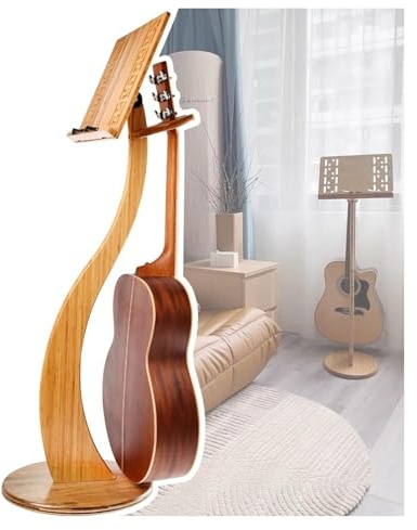 Bambus Notenständer, Holz Notenständer, Notenständer for Gitarre und Geige, 2-in-1-Schreibtischständer mit doppelter Verwendungsmöglichkeit, for Lesen, for den Schreibtisch und zur Präsentation