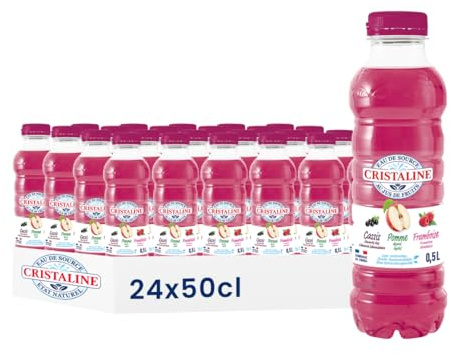 Cristaline Eau de Source Aromatisée Pomme Cassis Framboise, 50cl, Lot de 24 Bouteilles