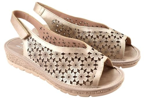 DOCTOR CUTILLAS - Sandalia de piel,destalonada,tira adhesiva,adherente al tobillo,calada de rejilla,dedos fuera para: Mujer color: PICO talla:41