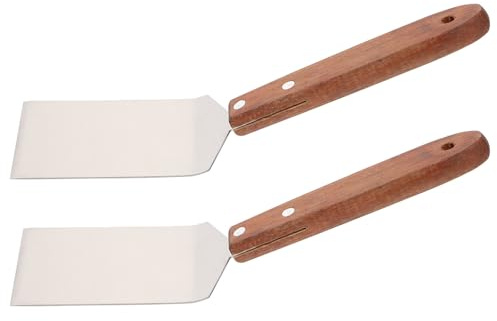 VILLCASE Spatule à steak en acier inoxydable avec manche en bois, gadget de cuisine résistant pour barbecue et plancha