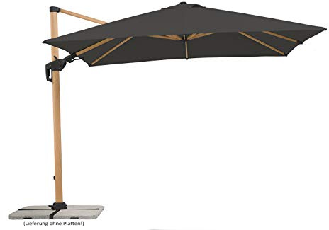 Schneider Sonnenschirm Rhodos Twist Woody, anthrazit, 300 x 300 cm quadratisch, 729-15, Gestell Alu/Stahl, Bespannung Polyester, 25.7 kg