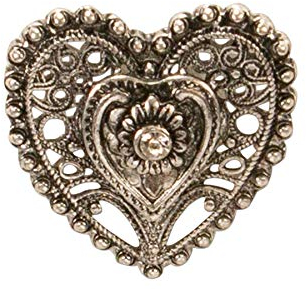Alpenflüstern Ansteck-Pin Trachtenherz antik-Silber-Farben API113