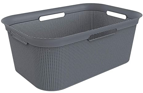 Rotho Brisen Wäschekorb 40l mit 4 Griffen, anthrazit, Kunststoff
