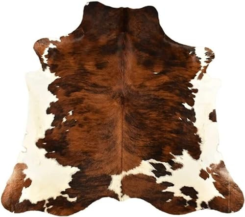 generisch KUHFELL STIERFELL BRAUN Weiss Tricolor 230 x 200 cm DEKO Fell Teppich VON KUHFELLE ONLINE