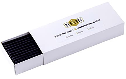 Danilovo Bienenwachs Kerzen 50 Stück (Schwarz) - Orthodoxe Kerzen für Gebet Rituals Tischdeko - Ungiftig, Ruß - Tropffrei, Lang, Nachhaltige Produkte (Höhe 20,5 cm)