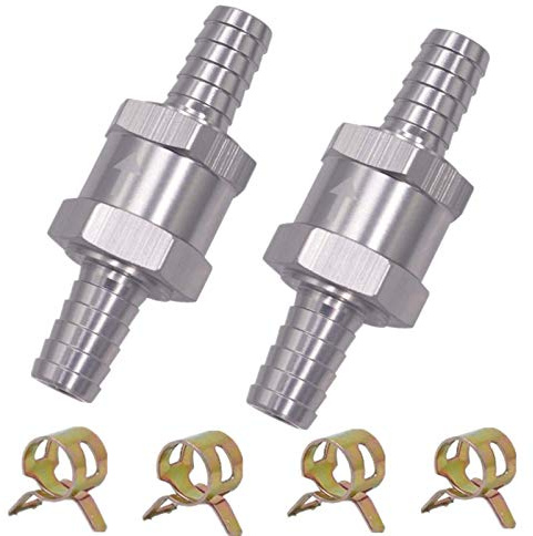 2PCS Válvula de Retención de Combustible Válvula Antirretorno de Retorno de Combustible de Aluminio Aleación Gasolina Diesel Oil Válvula Antirretorno para Coche Carburador (8MM)