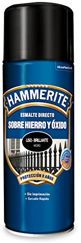 Hammerite Esmalte directo sobre hierro y óxido Liso Brillante en Spray Negro 400 ml
