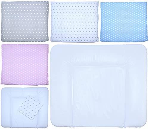 Wickelauflagenbezug - Wickelauflage -75x85 cm- Bezug für Wickelauflage Baumwolle (Sterne weiß auf Grau, Nur Bezug)
