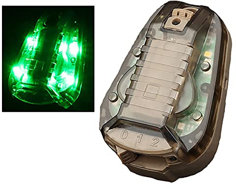 Waterproof Tactical Helmet Lights Airsoft Helmet Accessories Strobe Signal Light LED Hunting Lamp (Tan (Green Light))