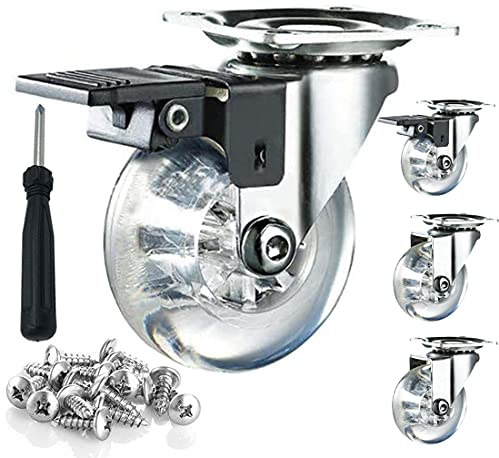 Nuyoah Ruote per Mobili Rotelle per Carrello Ruote Girevoli con Freno 4pz Diametro 50mm con Piastra di Assemblaggio e Cuscinetto a Sfere Facile Da Muovere Silenzioso