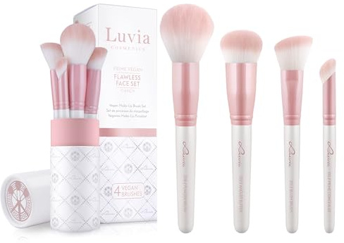 Make-Up Pinselset Luvia, Flawless Face Brush Set, Gesichtspinsel-Set, 4 Vegane Kosmetikpinsel, Schminkpinsel Perl/Candy