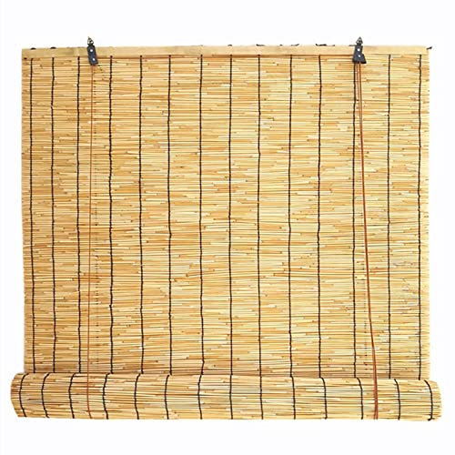 Dekorative Retro-Sonnenschutz-Bambus Jalousien,Sichtschutz und Natürlicher Gewebter Schilf Vorhang,Natürliches Bambus-Rollo,Jalousie-Sonnenschutz,Reed-Jalousien mit Aufzügen (W50xH80cm/20x32in)