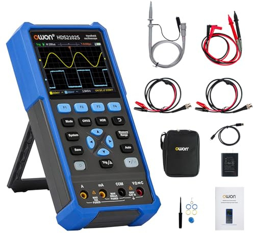 OWON HDS2102S Oscilloscope 3 in 1 100MHz Professional Handheld PC Oscilloscope, 20000 Counts Digital Multimeter 3.5 inch LCD Display Universal Test Instrument (oscilloscope+multimeter+Generator)