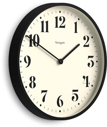 NEWGATE® Number Two Theatre wall clock | Large modern classic round clock | 45cm | Black | Classic numbers | Ideal for kitchen, living room or office