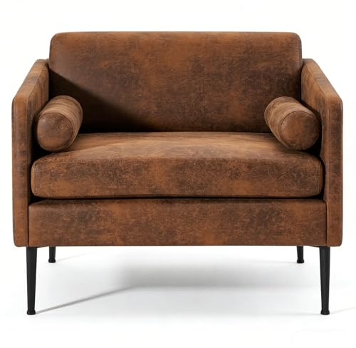 Karl home 38.2 Club Chair, Bronzing Cloth Accent Chair, Brown