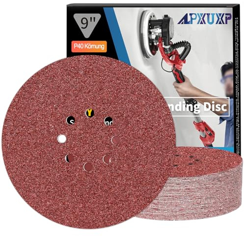 ALPXUXP Schleifpapier 225mm Klett 40 Körnung 8 Loch Schleifscheibe für Trockenbauschleifer ​Schleifgiraffe Rund Schleifpapier(20 Stück)