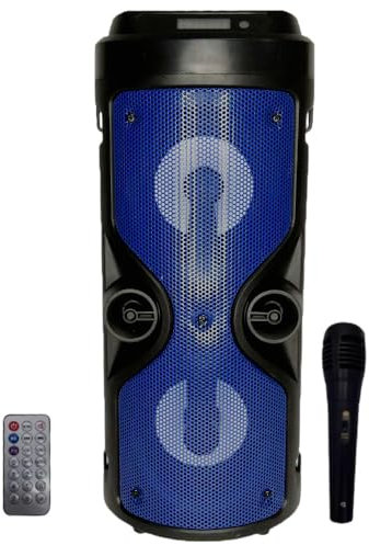 Altavoz Bluetooth Portátil con Micrófono Karaoke, Luces LED RGB y Radio FM – Color Azul – LooKtheChange