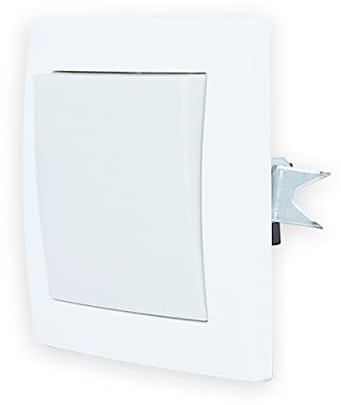 LINA Lichtschalter Steckdosen mit Rahmen Komplettset Unterputzdose UP Schuko Wandschalter Wechselschalter (LINA Kreuzschalter weiß mit Rahmen H1-C140M-H1-C001)