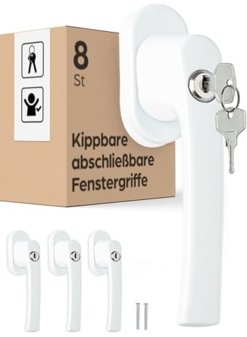 Prowiste 8 Abschließbare Fenstergriffe Weiß - 𝗞𝗶𝗻𝗱𝗲𝗿𝘀𝗶𝗰𝗵𝗲𝗿 - Einfache Montage - Mit 16 universalen Schlüsseln - Zuverlässiger Schutz