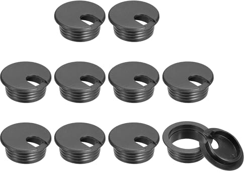 sourcing map Cable Hole Cover, 10Pcs 45mm/1-3/4inch ABS Desk Cable Wire Cord Grommet Hole Cover for Office Computer Desk Wire Organizer, Black
