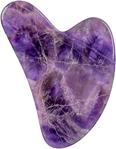 Raumdekoration Amethyst-Rohstein, Amethyst-, Naturstein-Gesichtsroller, Gua-Sha-Werkzeug-Set, SPA, Akupunktur, Schaben, Kristall, Körper, Gesicht, Gesundheitspflege, Massage (Farbe: Lila-1) ( Color :