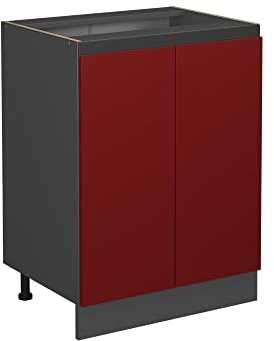 Vicco Küchenunterschrank R-Line, Rot, 60 cm J-Shape, AP Anthrazit, zur freien Kombination innerhalb modularer Küchensysteme