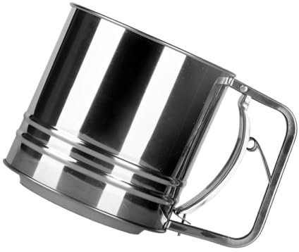 Garneck Large Stainless Steel Flour Sifter Handheld Powder Strainer Semi-Automatic Baking Tool for Home and Professional Use