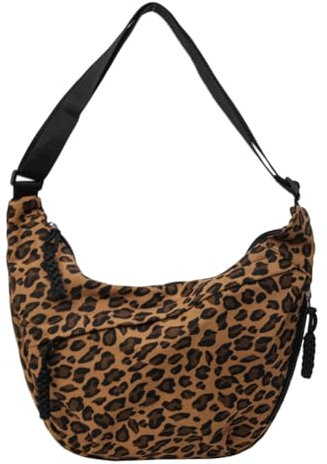 ARVALOLET Borsa a tracolla mezzaluna, da donna, leopardato, tasche multiple, tela, borsa messenger quotidiana, marrone
