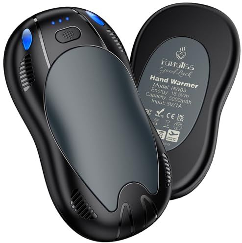 FANDLISS Handwärmer Elektrisch,Taschenwärme mit Akku, Zweiseitige Heizung | Magnetische 2er-Pack,USB Taschenwärmer Wiederverwendbar mit 3 Wärmestufen,Winter Geschenke für Outdoor Camping Sportarten