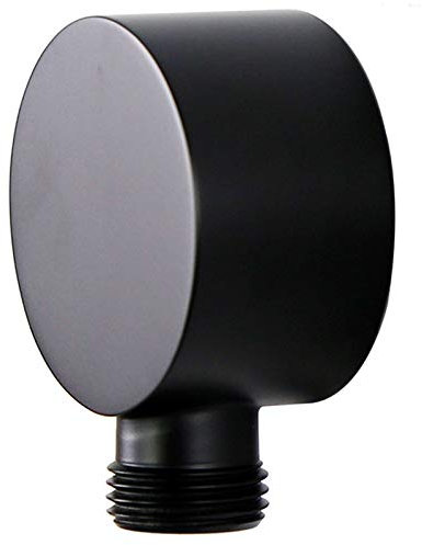 Bordhap Gomito di Alimentazione Un Parete, Connettore per Tubo Doccia da Parete Rotondo nel Accessori Uscita Acqua G1 / 2 Pollici per Doccia-Nero