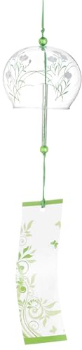 M METERXITY 1 Lot de Carillons Éoliens Japonais, Pendentif en Verre Fait Main, Carillons Éoliens Suspendus en Verre pour la Décoration Extérieure/Jardin/Patio/Maison/Jardin [Vert Violet]