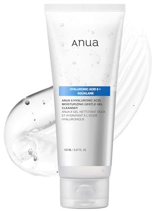 ANUA Gel Detergente Idratante Delicato, Acido Ialuronico, Squalano, Ceramide, Detergente Per Il Viso, 150 Ml/5,07 Fl Oz. Trasparente