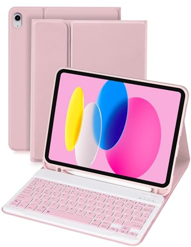 Nsyee Bluetooth Keyboard Case for iPad A16 11th Gen 11/10th Gen 10.9 | UK Layout Detachable Keyboard Folio Cover with Pen Slot for iPad A16 11th Gen 11/10th Gen 10.9, Slim & Portable