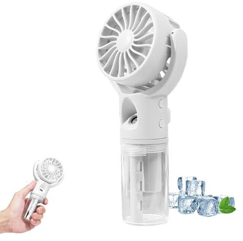 Nircho Tragbarer Handventilator mit Wassernebel-Spray, wiederaufladbarer USB-Ventilator mit 4 Geschwindigkeiten, batteriebetriebener Kühlnebelventilator, persönlicher Mini-Handventilator für Büro