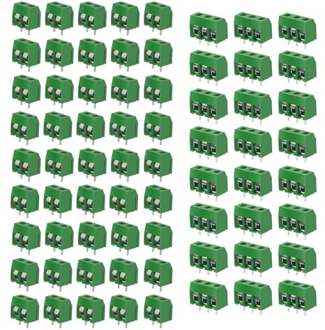 HUAZIZ 150 Stücke grüner 2/3 Pin PCB Mount Screw, 5mm Terminal Block Schraubklemme Steckverbinder +1 Stücke gelber Schraubendreher für Arduino