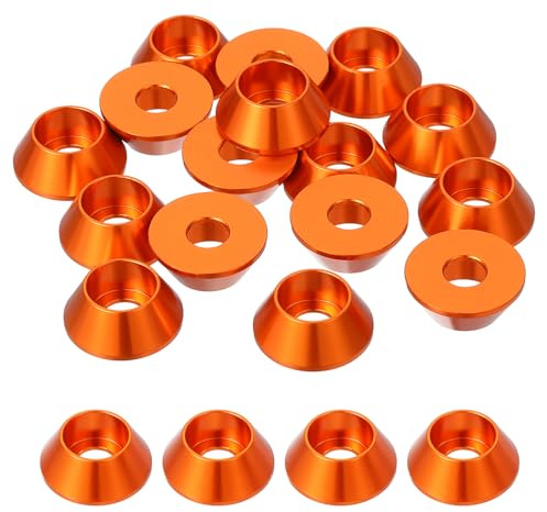 sourcing map Rondelle a tazza coniche M6, in alluminio anodizzato, guarnizione a testa cilindrica per viti RC/FPV/PC/Drone/accessori meccanici, confezione da 20 (arancione)